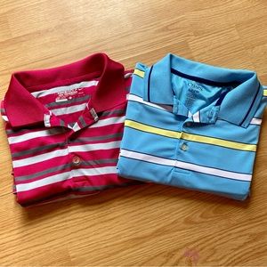 Golf polos. Pink stripe Nike dri-fit.  Blue/Yellow Chaps. Men’s Small